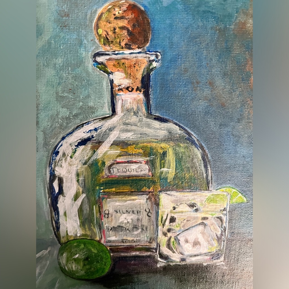 Original acrylic of tequila and lime, 8x10 flat canvas - Picture 4 of 7